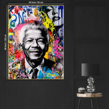 President Nelson Mandela Street Art Portrait Cotton Canvas Wall Painti