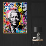 President Nelson Mandela Street Art Portrait Cotton Canvas Wall Painti