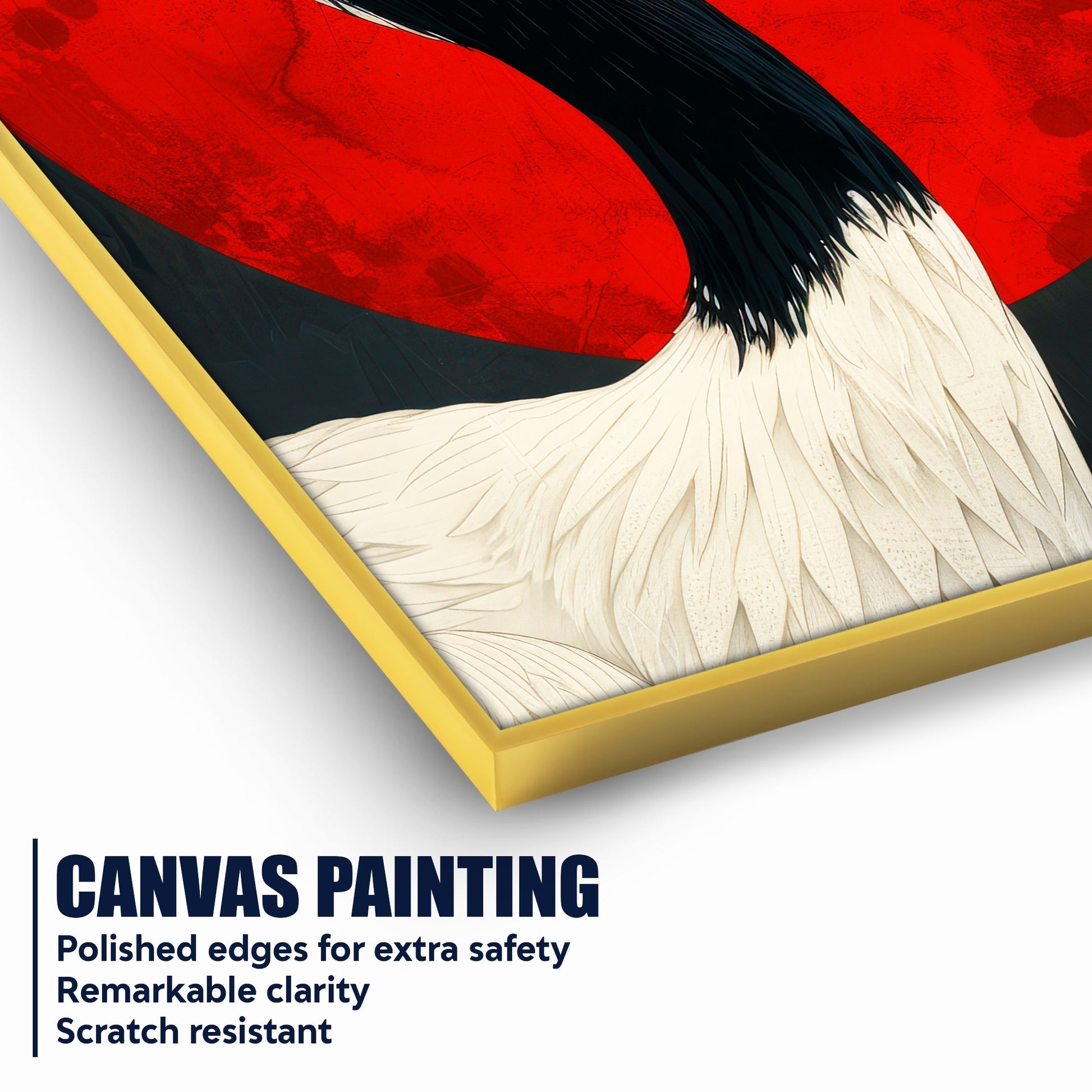 Red Crowned Crane with Rising Sun Cotton Canvas Wall Painting