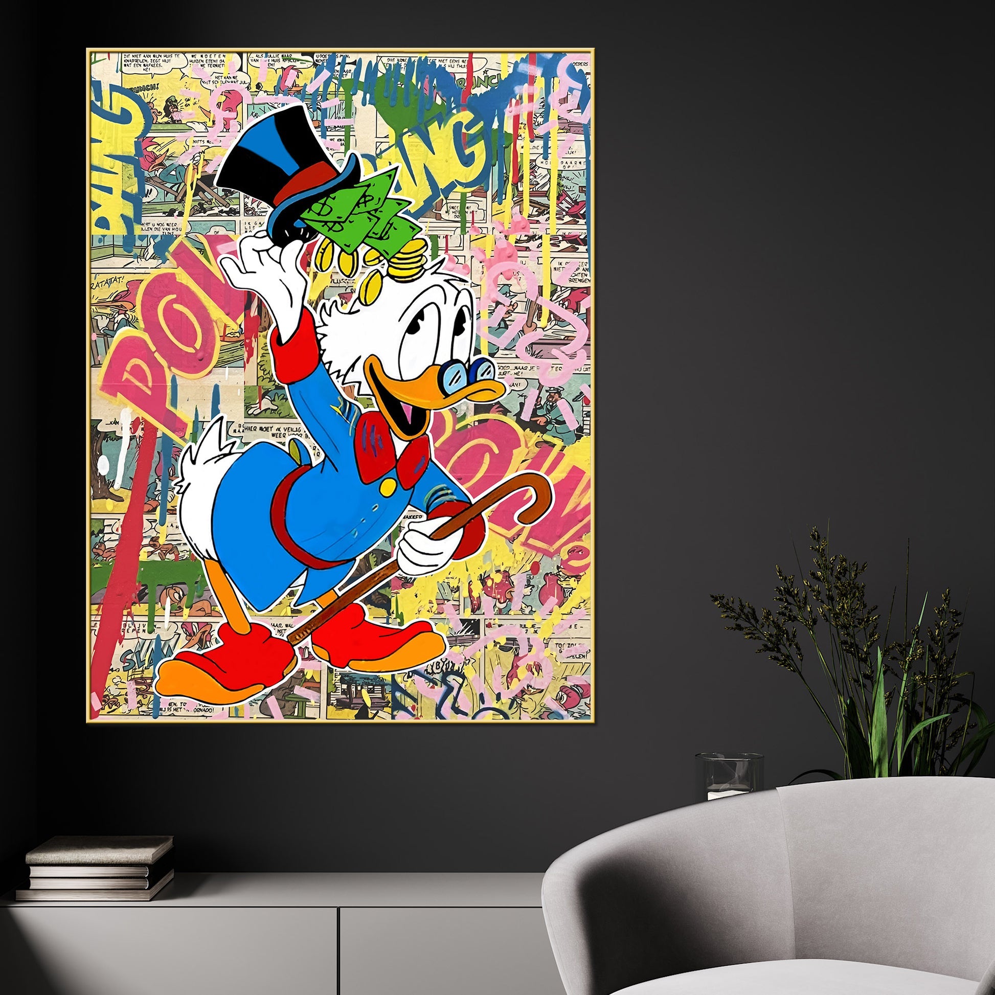 Richie Donald Duck Cartoon Cotton Canvas Wall Painting