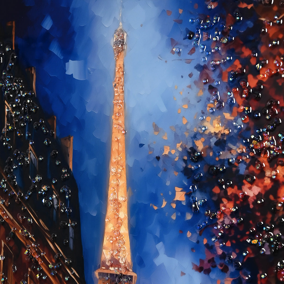 Street Of Glorious Paris Framed Crystal Glass Painting