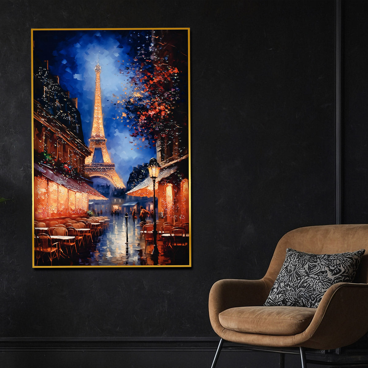 Street Of Glorious Paris Framed Crystal Glass Painting