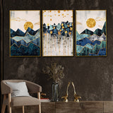 Sun Rise And Set Of Geometric Framed Crystal Glass Painting