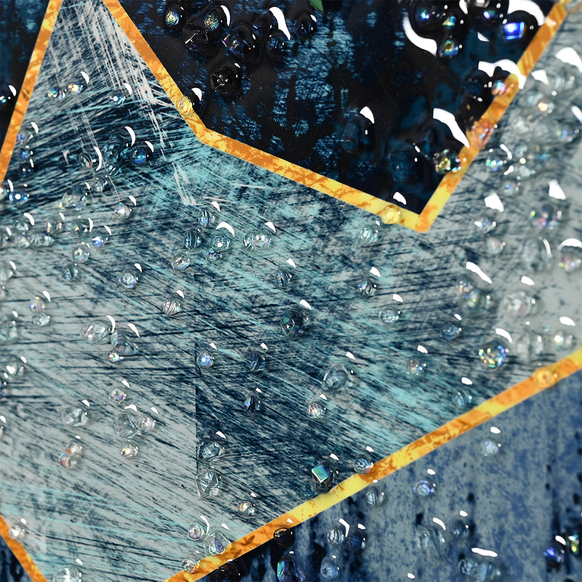 Sun Rise And Set Of Geometric Framed Crystal Glass Painting