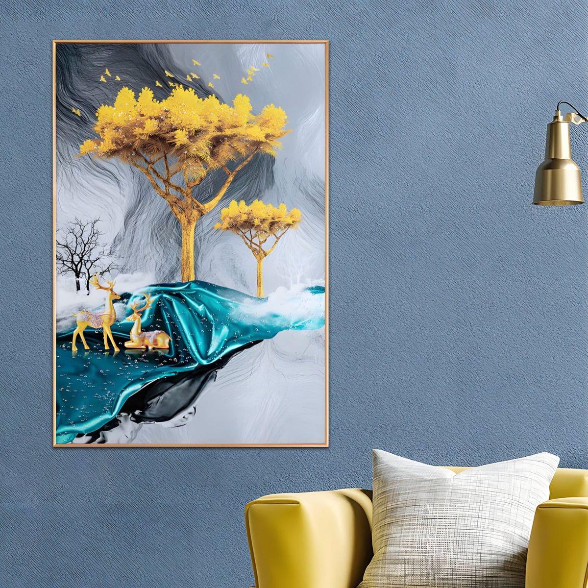 The Paradise On Earth Framed Crystal Glass Painting