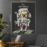 The Real Moon Walker Astronaut Dog Cotton Canvas Wall Painting