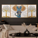 The Udaipur Elephant Crystal Glass Painting Set Of 3
