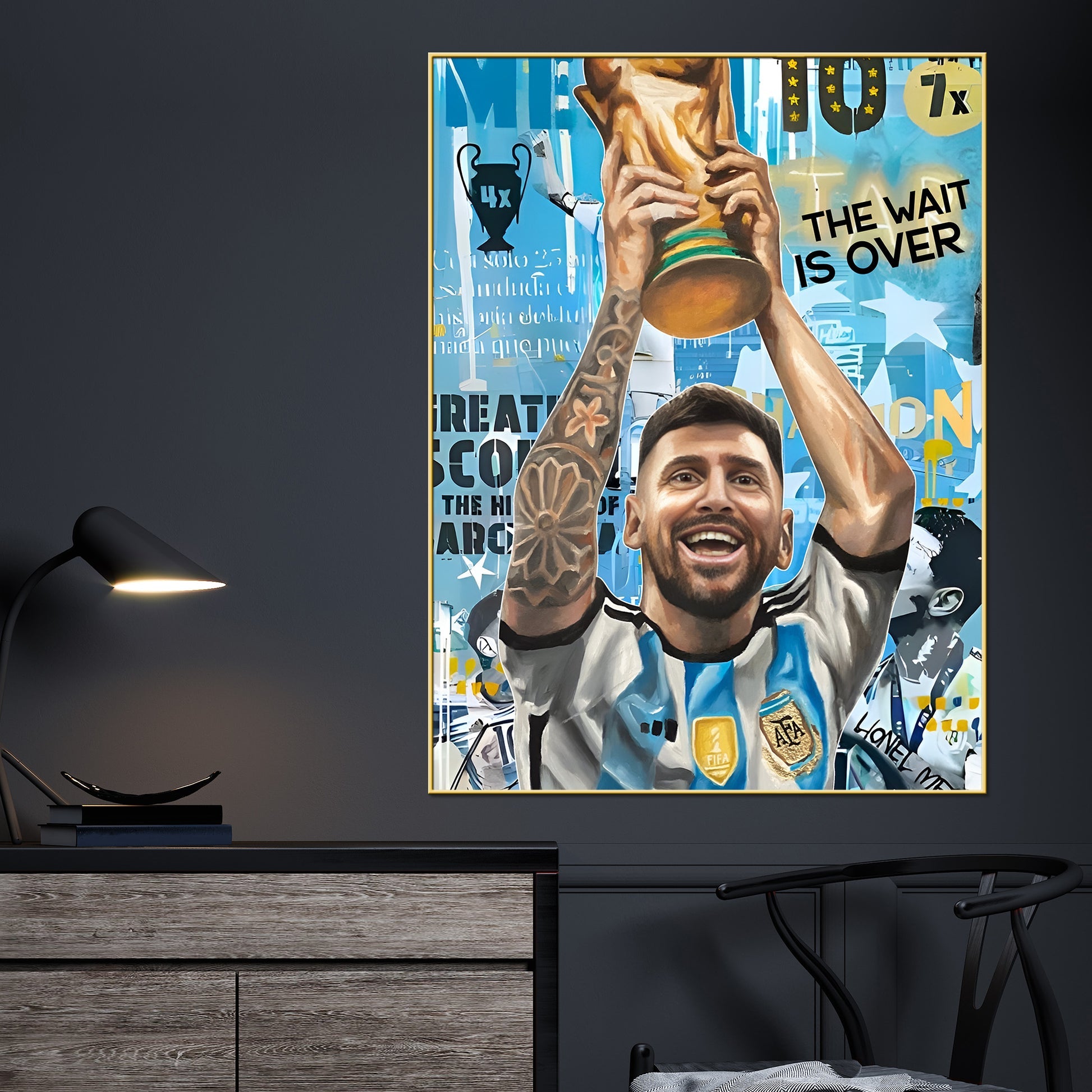 The Wait is Over GOAT Messi Cotton Canvas Wall Painting