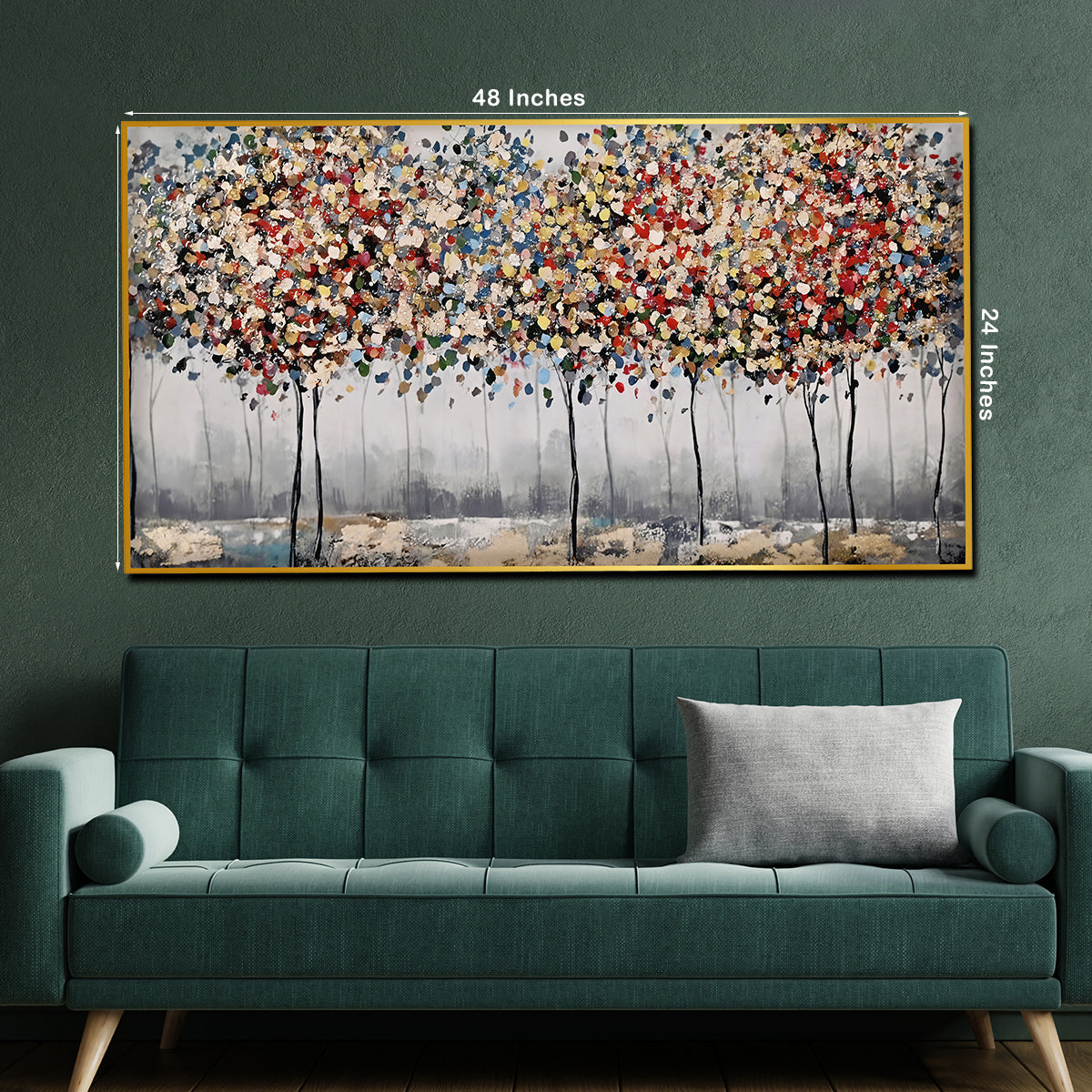 Tree Of Autumn Colors Framed Crystal Glass Painting
