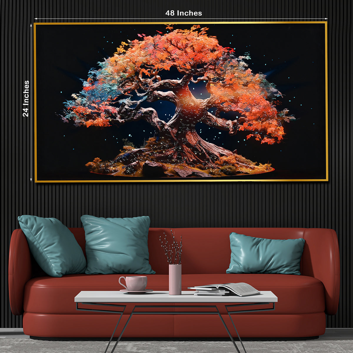 Tree Of Heaven Framed Crystal Glass Painting