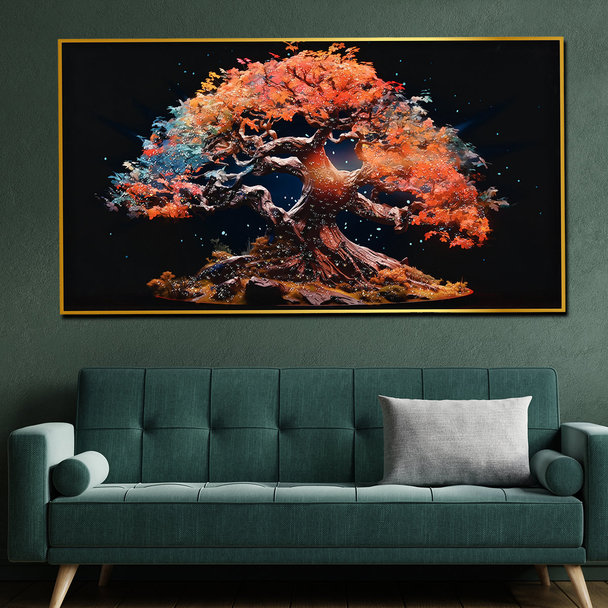 Tree Of Heaven Framed Crystal Glass Painting