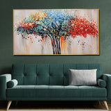 Tree Of Life In Seven Color Framed Crystal Glass Painting
