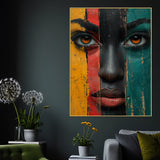 Vibrant Bold Tribal Face Paint Art Cotton Canvas Wall Painting