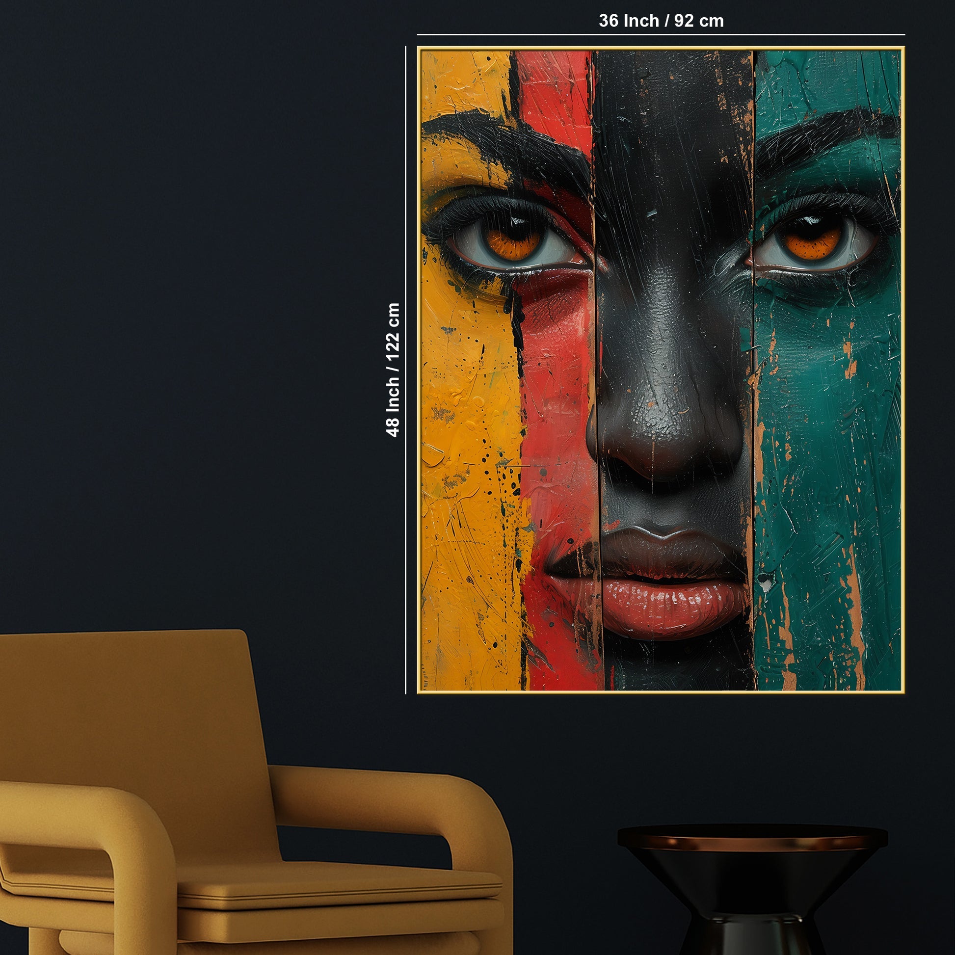 Vibrant Bold Tribal Face Paint Art Cotton Canvas Wall Painting