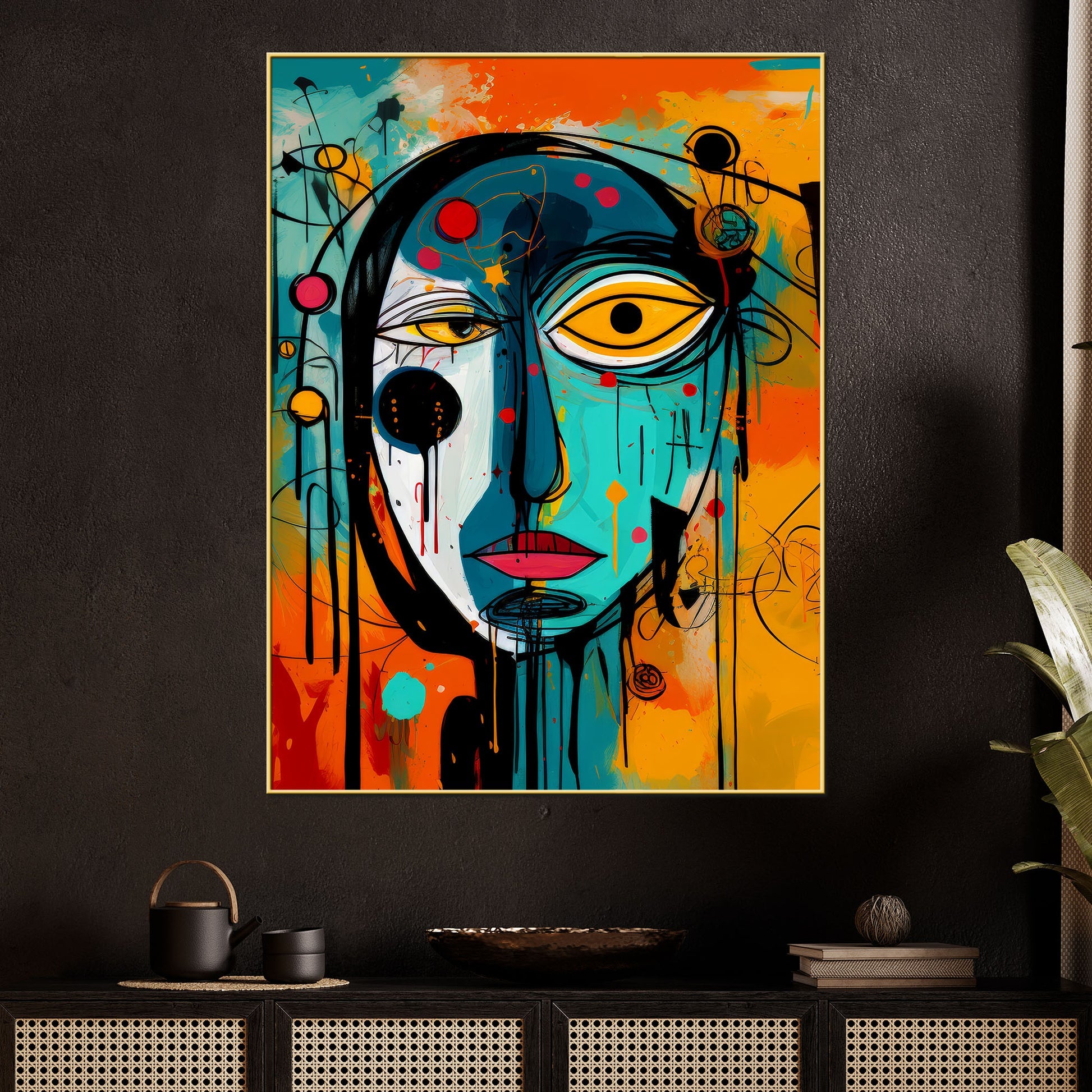 Vibrant Face Gen-Z Vivid Gaze Cotton Canvas Wall Painting